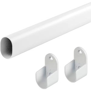 Oval Closet Rod for Hanging Clothes 18 to 40 Inch Adjustable Closet Rods 1 inch Diameter With End Supports White Poles Bar Closet Rod Expandable for Wardrobes