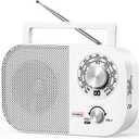 Portable AM FM Radio with Long Range Reception, Goodes Plug in Wall Shortwave Transistor Radio with Big Speaker, Battery Powered or AC Power, Large Tuning Knob, Clear Dial Gifr for Elder