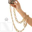 Phone Crossbody Chain Cell Phone Lanyard,Acrylic Shouder Strap Universal Cellphone Chain Strap with Tether Patches Compatible with Most Phones Bag Purse Beige