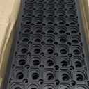 Ottomanson Indoor/Outdoor Hose-Wash Holes Design Non-Slip Rubber 10" x 30" Modern Stair Treads for Stairs, Garage, Patio, 5 Pack, Black Holes