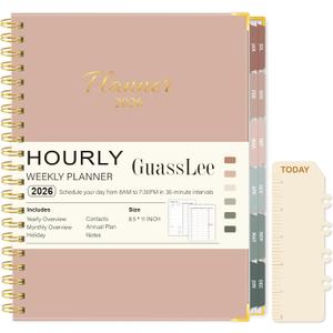 Large 2026 Planner, Weekly & Monthly Appointment Book from Jan. 2026 - Dec. 2026, Work & Life Daily Hourly Planner with Time Slots, Agenda Organizer for Home School Office, Beige, 8.5" x 11"