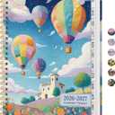 Planner 2026-2027, Monthly & Weekly Jul 2026-Jun 2027 Planner Calendar | 6.3" x 8.5", Hardcover Academic Spiral Planner with Tabs, School & Daily Agenda for Women, Students, Teachers, Balloon Valley
