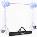 EMART Backdrop Stand 10x8.5ft(WxH) Photo Studio Adjustable Background Stand Support kit with 2 Crossbars, 8 Clamps, 2 Sandbags and Carry Bag for Parties, Events Decoration, Wedding, Photography-Silver
