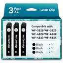 Emojink Remanufactured Ink Cartridges for Epson 822XL Black for T822 822XL Black for Workforce Pro WF-3820 WF-4820 WF-4833 WF-4834 WF-4830 Printer (2 Pack)