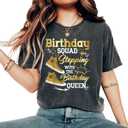 Birthday Squad Shoes Stepping with The Birthday Queen Party T-Shirt, 2XL, Gray