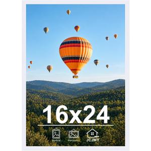 JCJMY 16x24 Picture Frame for Poster Photo Picture and 40x60 cm Canvas, Horizontal and Vertical Formats for Wall Hanging, 16 x 24 Wall Gallery Photo Frame for 16 by 24 Photos Posters, White