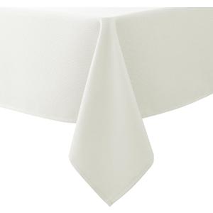Biscaynebay Textured Fabric Tablecloths 90x156 Inches Rectangular, Ivory Water Resistant Tablecloths for Dining, Kitchen, Wedding, Parties etc. Machine Washable