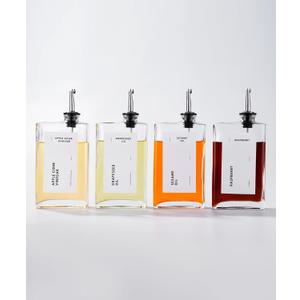 Olive Oil Dispenser for Kitchen, Cooking Oil Dispenser, Oil and Vinegar Dispenser Set, Olive Oil Bottle, Soy sauce dispenser, coffee syrup bottles - 4 pcs, Silver (Set of 4)