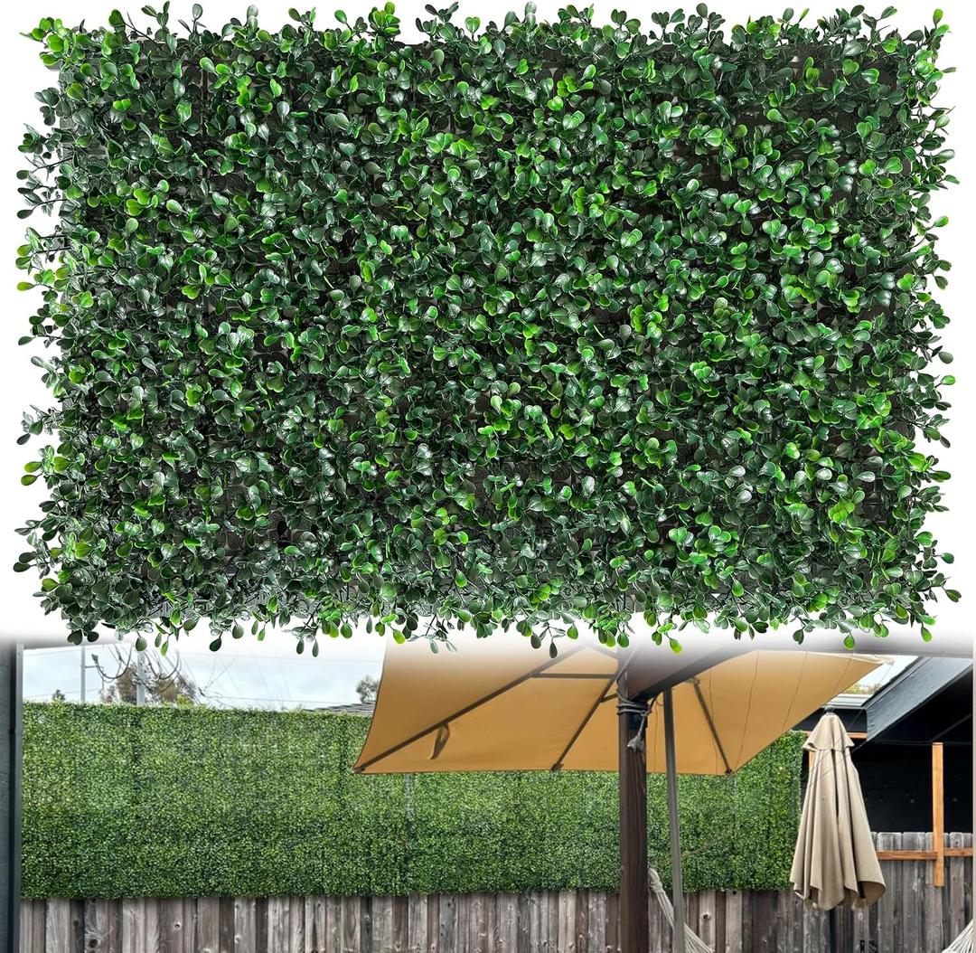 ODTORY Artificial Grass Wall Panels, 24 x 16 in 24P (64 sqft) UV-Resistant Faux Boxwood Vine Privacy Screen, Greenery Fence Cover for Balcony, Backyard, Garden and Indoor Outdoor Home Decor