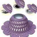 Shower Drain Hair Catcher, Multipurpose Collapsible Silicone Hair Catcher Drain Cover for Pop Up and Flat Drains of Bathtub Tub Bathroom Sink, Flower-Shaped Hair Trapper (Purple), Pack of2. 