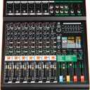 Depusheng TG8 professional dj audio mixer 8 channel input and dual group output with 99-bit dps reverb chip bluetooth usb recording and mp3 playback suitable for stage, bar, recording studio