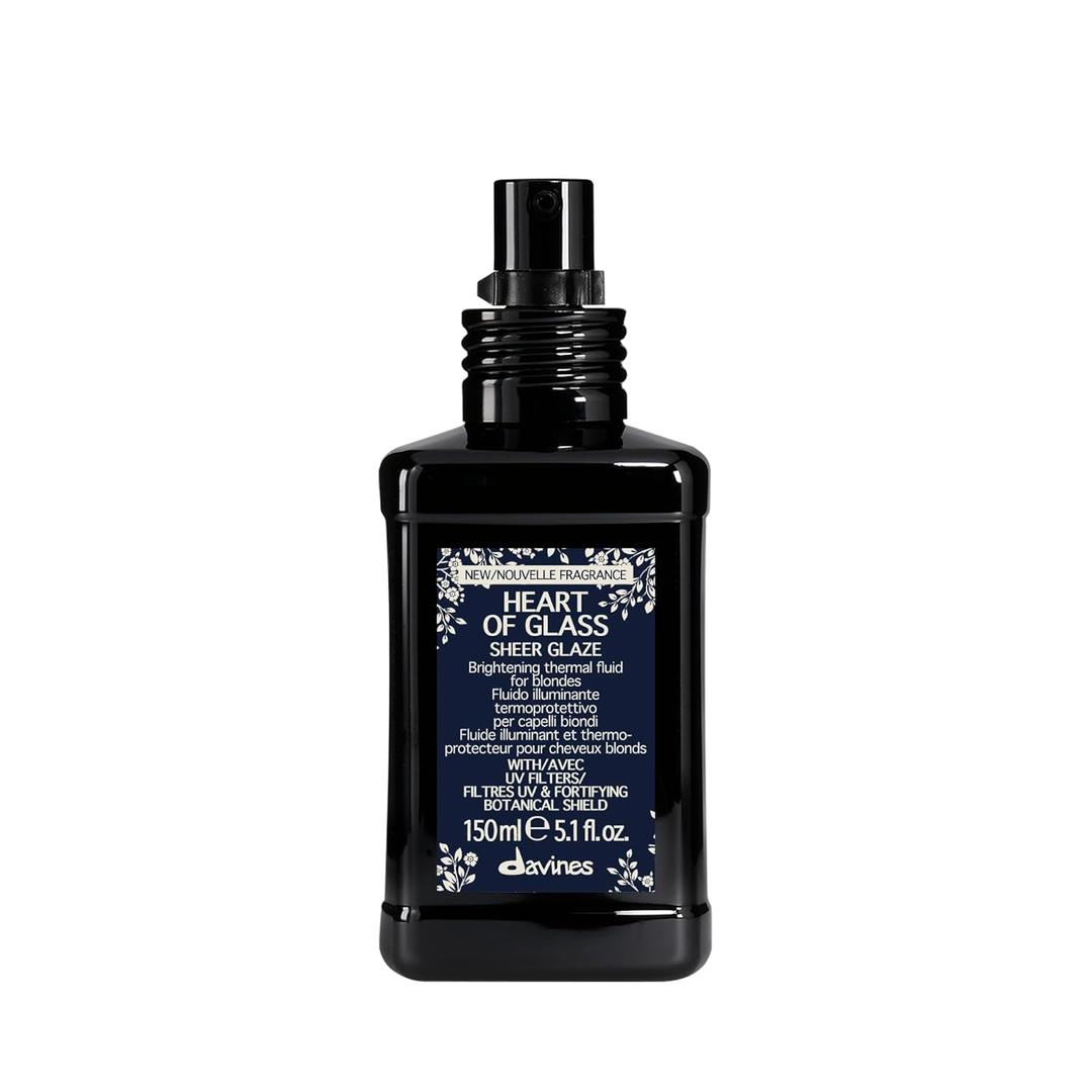 Davines Heart of Glass Sheer Glaze, Brightening Thermal Leave-In Fluid for Blonde Hair - Hydrates, Protects from UV/Heat & Adds Shine with Fortifying Botanical Shield, 5.07 Fl Oz