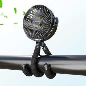 VICTORY & GIFT Portable Stroller Fan Handheld Fan 4 Wind Speeds, 4000mAh360 Rotatable for Travel/Camping/Treadmill/Car Seat/Bedroom