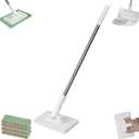 Snap Grip Mini Mop - Zero Touch No Wash Lazy Mop, Compatible with Swiffer & Face Towels, Adjustable for Wet/Dry Floors, Tile, Hardwood, Corners (5 Reusable Cloths)