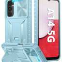 FNTCASE for Samsung Galaxy A14-5G Case: Military Grade Dropproof Cell Phone Cover with Kickstand & Slide | Heavy Duty Rugged Phonecase Bumper Textured | Heavy Duty Protector (Light Green) (TC-Light Green)