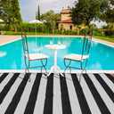 Plastic Straw Rug,6'x9' Outdoor Waterproof Patio Rugs Foldable Reversible Camping Mat for Rv, Deck, Porch, Picnic, Beach, Balcony,Black & White