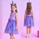 VIKITA Girls Dresses Summer Ocean Party Blue Tutu Dress for 2-12 Years Kids (Purple)