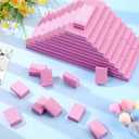 200 Pcs Mini Nail Buffer Blocks Bulk Sponge Double Sided Buffing Sanding Block Manicure Tools Bulk Nail File for Acrylic Nails and Natural Nails(100/180,Pink)