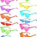 Kanayu 12 Pcs Mixed Style Rimless Sunglasses Retro Party Favors Eyewear for Bachelor Party Photoshoot Costume Accessories (Neon Color)