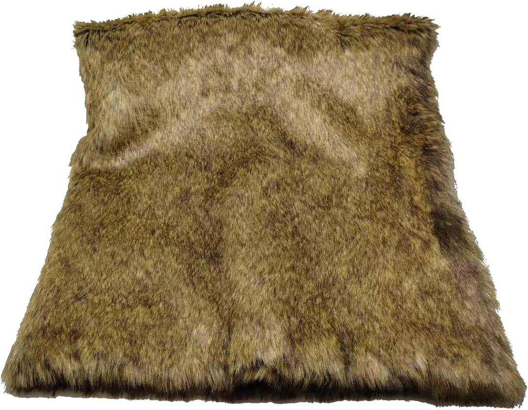 1pcs Wide 31"x18" Length Brown Imitation Lion Faux Fur Fabric Short Plush Craft Furry Fabric for Sewing Coat Collar,Carpet,Upholstery,Decoration, ((0.7"-1" Fur) 31"x18")