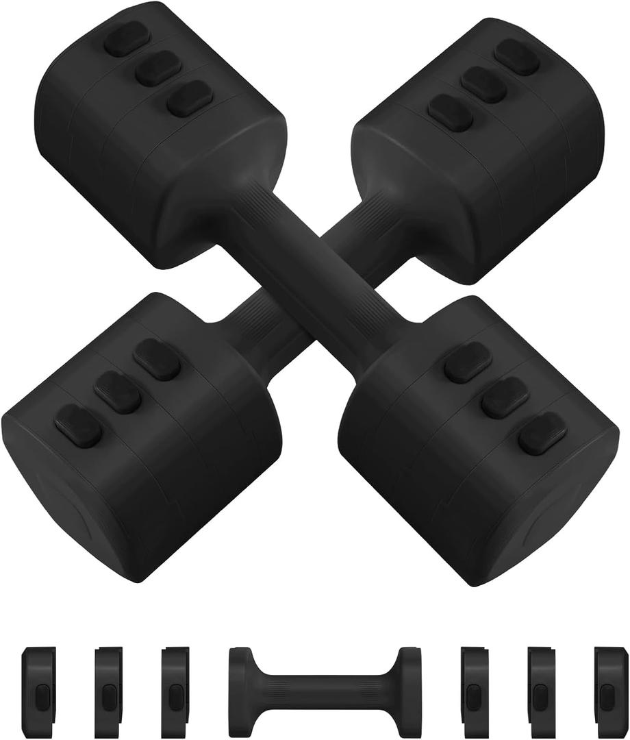 Adjustable Dumbbell Set of 2, Adjustable Weight set, Anti-slip Handle, 4 in 1 Free Weights Dumbbells Set for women at home, 2.2lb, 3.3lb, 4.4lb, 5.5lb, for Home, Office, Gym Exercise Training (Black)