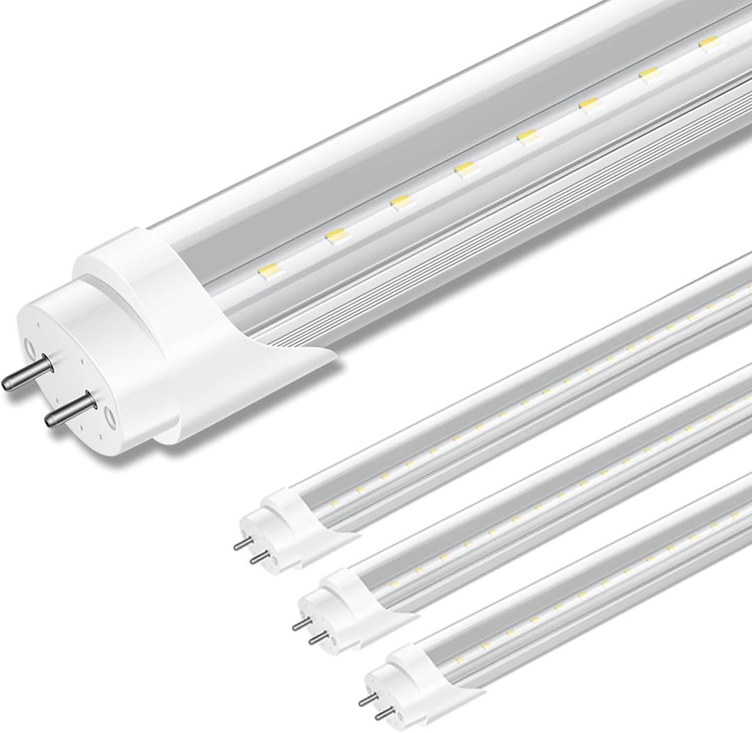 4 Pack T8 LED Bulbs 4 Foot, 24W 3000LM, 6000K Daylight, Ballast Bypass, Dual Ended Powered Type B Light Bulbs, LED Tube Replacement T8 T12, Non-dimmable