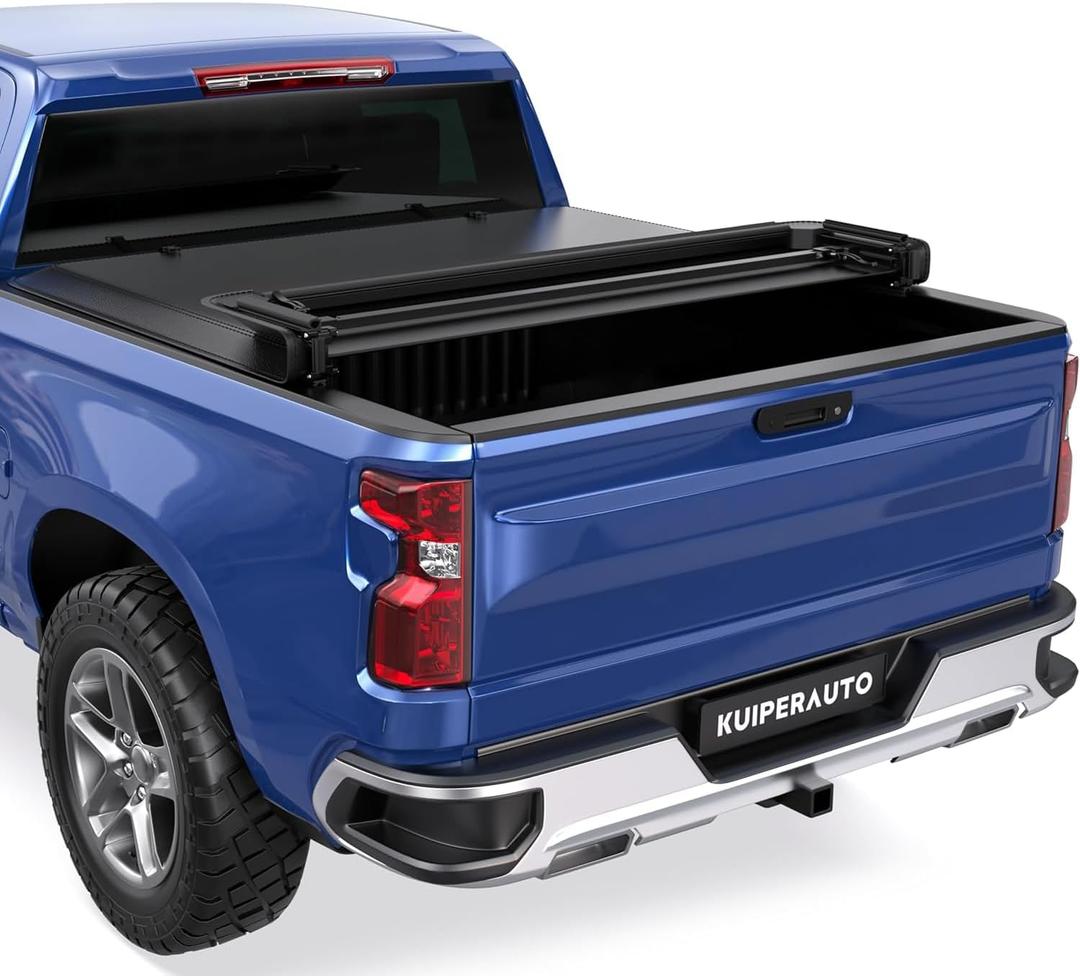 Soft Quad 6.5FT Truck Bed Tonneau Cover Compatible for 2007-2013 Chevy Silverado 1500 / GMC Sierra 1500-78 Inch