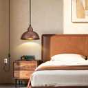 Plug in Pendant Light, 15FT Hanging Lights, On/Off Switch, Industrial Pendant Light with Plug in Cord, Metal Hanging Lamps for Living Room, Kitchen, Dining Room Brown