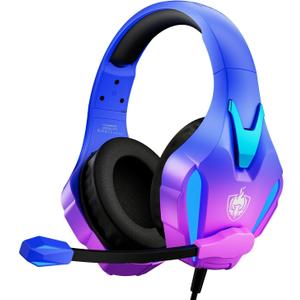 PHOINIKAS PS4 Gaming Headset for PC, Switch, PS5 Headset with 7.1 Stereo Sound, Gaming Headphones with Noise Cancelling Mic, LED Light, Over Ear Headset for Laptop, Mobile (Violet)