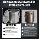 6L/1.6 Gal 304 Stainless Steel Containers with Lids 202 Oz Stainless Food Containers with Lids and Lock Hole Airtight Container for Kitchen Stainless Steel Bucket 304 stainless container