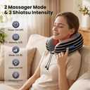 Neck Massager with Heat for Pain Relief Deep Tissue, Kneading Shiatsu Heated Neck Massager Cordless Pillow U-Shape Airplane Pillow for Travel Office Home , Massager Gifts for Men Women Dad Mom, Grey