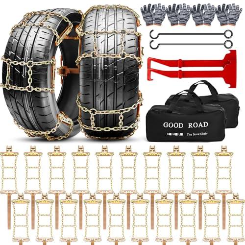Datanly 12 Pack 215-285 mm Universal Tire Chain Adjustable Snow Tire Chains for SUV Truck Pickup, Fit Easy Installation, Thickened Car Non Skid Car Chains