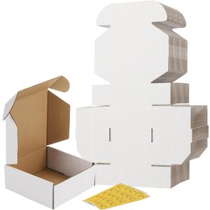 RLAVBL 5x5x2 Shipping Boxes Set of 30, White Corrugated Cardboard Mailer Box for Packing Mailing Small Business