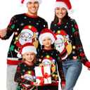 Cozypower Light up Ugly Family Christmas Sweater Funny Xmas Holiday Pullover with Christmas Hat (Large, Santa Claus)