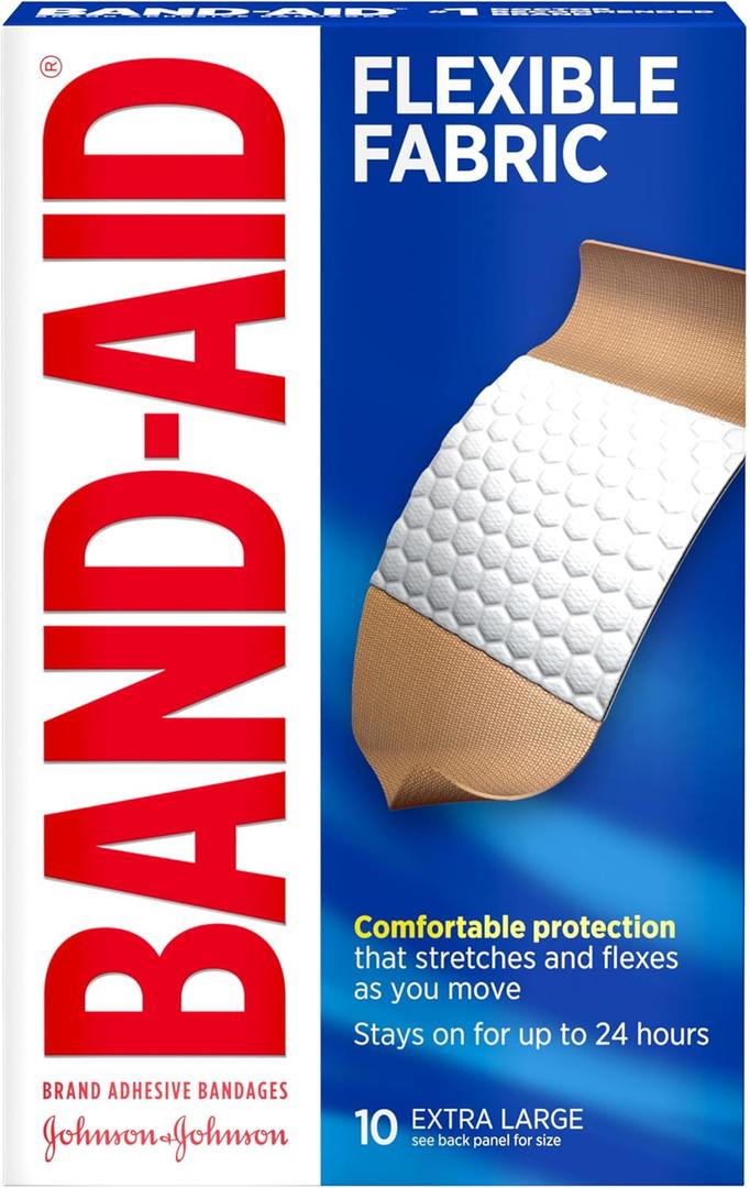 BAND-AID Brand Sterile Flexible Fabric Adhesive Bandages, Comfortable Flexible Protection & Wound Care for Minor Cuts & Scrapes, Designed to Cushion Painful Wounds, Extra Large Size (10 Count (Pack of 3))
