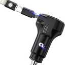 FARSENSE USB-C Car Charger, 45W 2-in-1 PD Fast Charger with Retractable Cable, Universal Car Adapter for iPhone 17/16 Series, MacBook Pro/Air, iPad, Samsung Galaxy, Google Pixel, etc