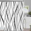 AMM Black and White Striped Shower Curtain Abstract Geometric Modern Simple Minimalist Shower Curtains for Bathroom Waterproof Washable Fabric Bath Curtain Decor 72 X 72 Inches