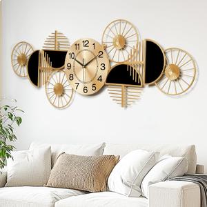 Large Wall Clock,Modern Silent Non-Ticking Metal Wall Art Wall Clocks Battery Operated, Horizontal or Vertical Hanging Clock for Living Room, Kitchen, Bedroom, or Office Wall Decor (40")