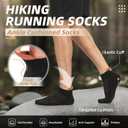 Lapulas Merino Wool Ankle Hiking Running Socks for Men Women Breathable Compression Thick Athletic No Show Socks 6 Pairs (Black, L)