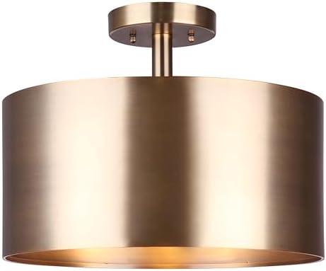 Canarm Lola 3-Light Semi-Flush Mount Ceiling Light, 15-Inch Gold Finish, Used 60W Bulbs, Easy Installation, Contemporary Lighting for Bedroom or Living Room