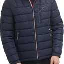 Tommy Hilfiger Men's Midweight Sherpa Lined Hooded Water Resistant Puffer Jacket (XX-Large, Tommy Logo Tech Navy)