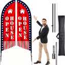 Upgraded 9.3ft Tall Open House Signs for Real Estate, Large Red Open House Feather Flag/Double-Sided Design, Patriotic Open House Banner for Realtor Supplies, with FlagPole,Flag,Ground Stake,Bag