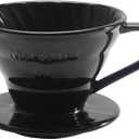 Mongdio Ceramic Pour Over Coffee Dripper, Reusable Porcelain Portable Pour Over Coffee Maker, Slow Brewing Accessories with 1 Holes for Home - Size 01 Black