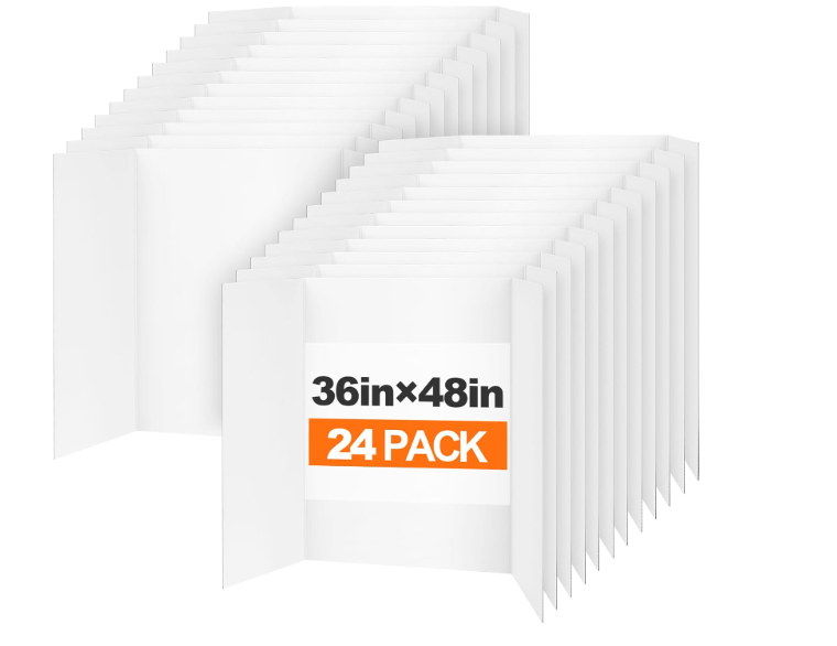 TUXITA Trifold Poster Board,24P 36"x48 Large White Corrugated Poster Boards
Science Fair Display Boards,Project Boards Perfect for School Projects, Event Displays and Business Presentations