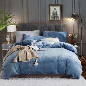 Fluffy Velvet Duvet Cover Set Blue Twin Size Fall Winter Soft Warm Flannel Comforter Cover Royal Blue 68" x 90" Luxury Cozy Plush Fleece Reversible Bedding Duvet Cover Set 2pc