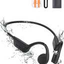 Bone Conduction Swimming Headphones, IPX8 Waterproof Open Ear Bluetooth Headphones with 32GB Built-in MP3 Player, Wireless Sport Headphones for Swimming, Running, Workout, Black
