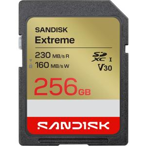 SANDISK 256GB Extreme SD UHS-I Card - Up to 230MB/s Read Speed and 160MB/s Write Speed, 4K UHD Video, U3, V30 - SDSDXV9-256G-GUCIN