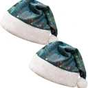 Santa Hat with Glitter Stars, 11x15 Inch Christmas Hat for Adult Women Men Xmas New Year Party Decor Supplies (Standard)