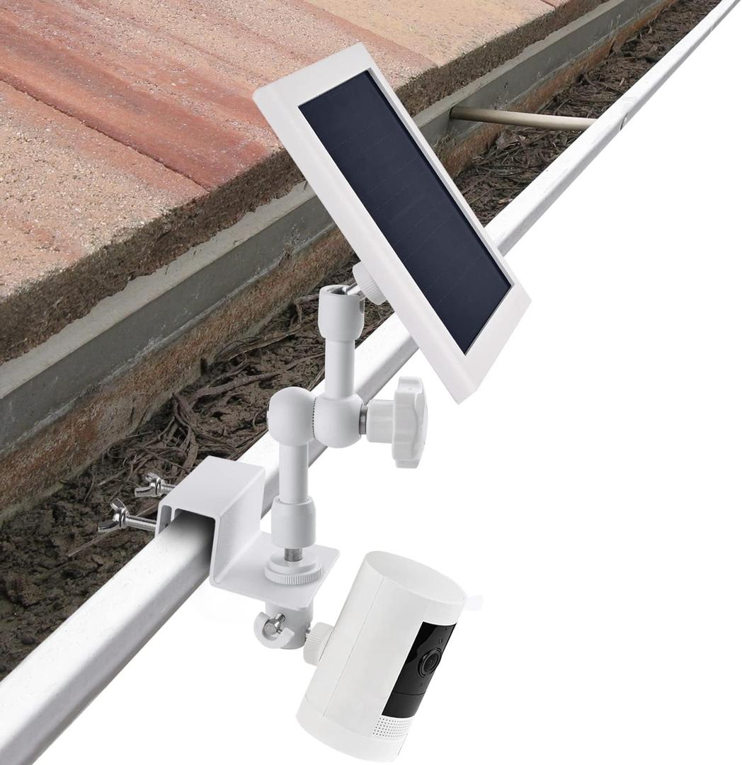 2-in-1 Gutter Mount for Solar Panel, Stick Up Cam Battery, Spotlight Cam and Spotlight Cam Plus/Pro(Battery), Perfect Angle to Get Adequate Sunlight for Your Solar Panel - White