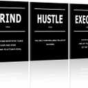 LMGOV Large Motivational Wall Art for Living Room, 16 x24 Framed Wall decor for Men Inspirational Paintings Wall Picture for Office Bedroom, Black Wall Art for Gym, Bathroom, Sports, Dorm, (Grind, Hustle, Execute)